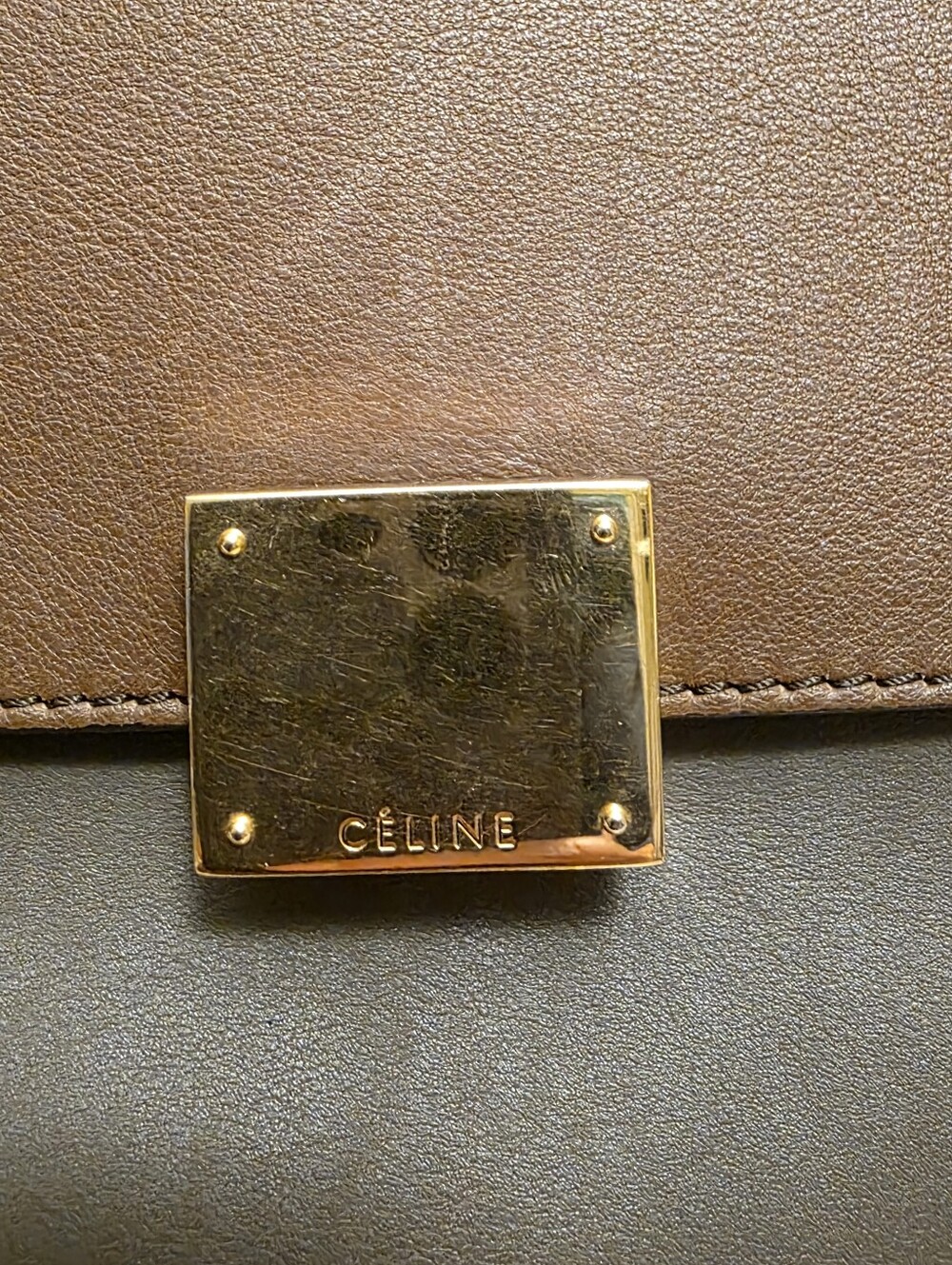 Celine | Tricolor Brown Leather And Rust Suede Medium Trapeze Bag - Picture 4 of 16